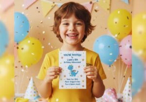 Personalized Birthday Party Invitations - boy showing the birthday party invitations ideas